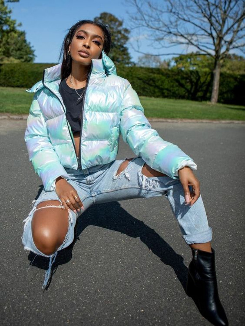 Iridescent puffer jacket