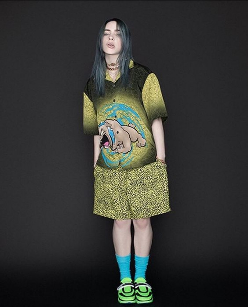 Billie Eilish green bold outfit