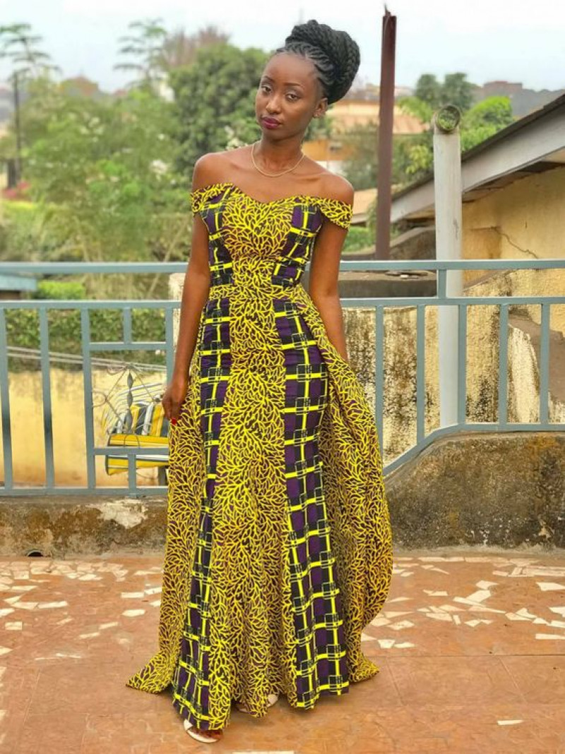 off shoulder chitenge dress