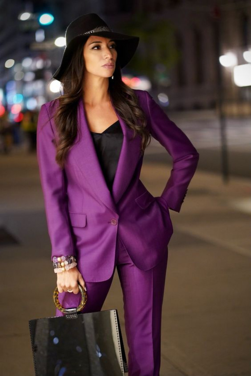 ladies trouser suits, women's pant suit, women's pants, women's suits, formal wear, purple and violet suit jackets and tuxedo, purple and violet suit trouser