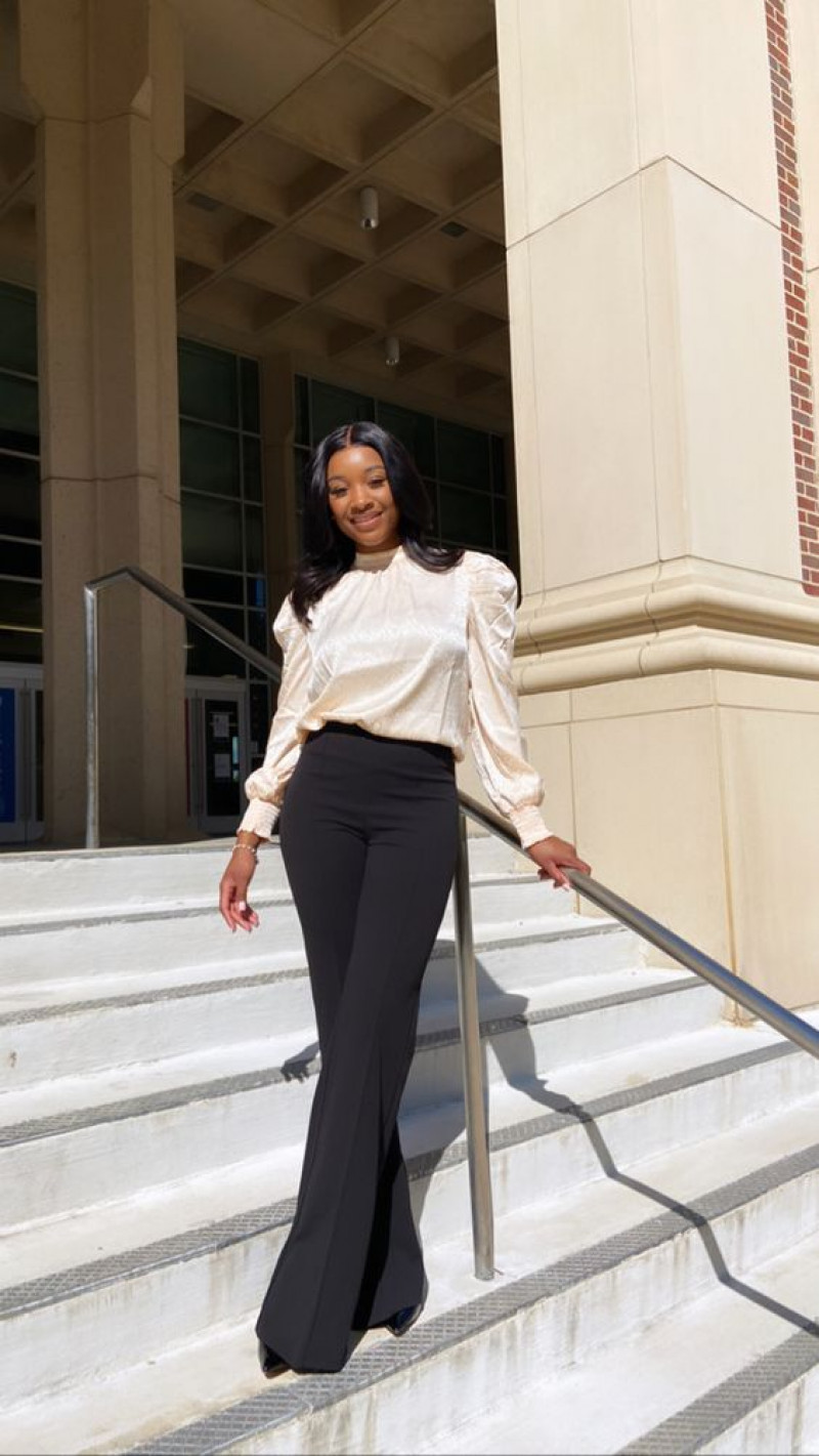 black formal trouser, white blouse