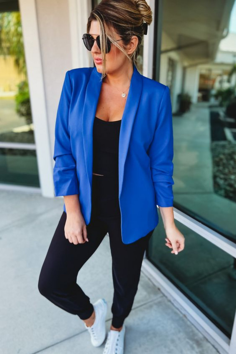 royal blue blazer womens outfit, cobalt blue blazer, women's blazer, royal blue