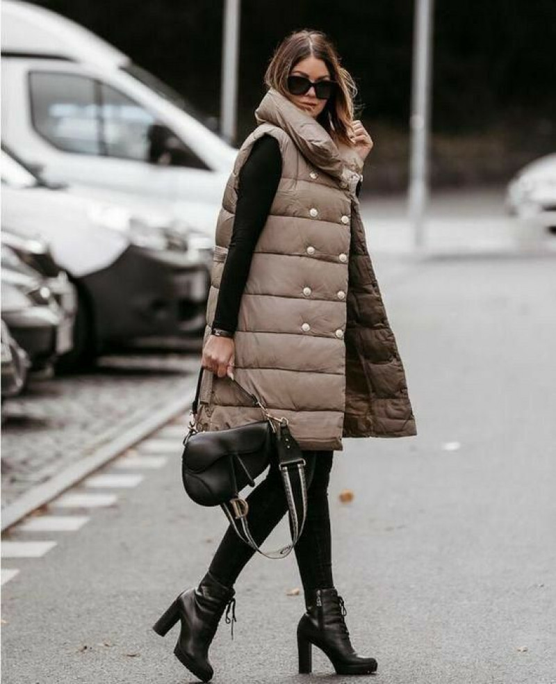 taupe quilted vest