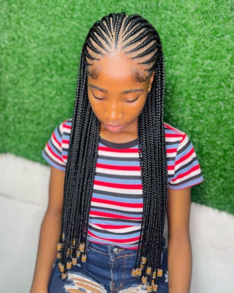 cornrow braids with golden beads