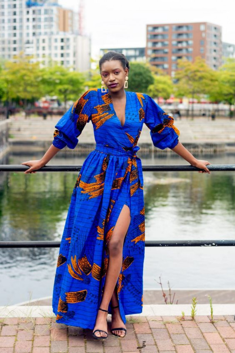 Blue Zambian chitenge dress