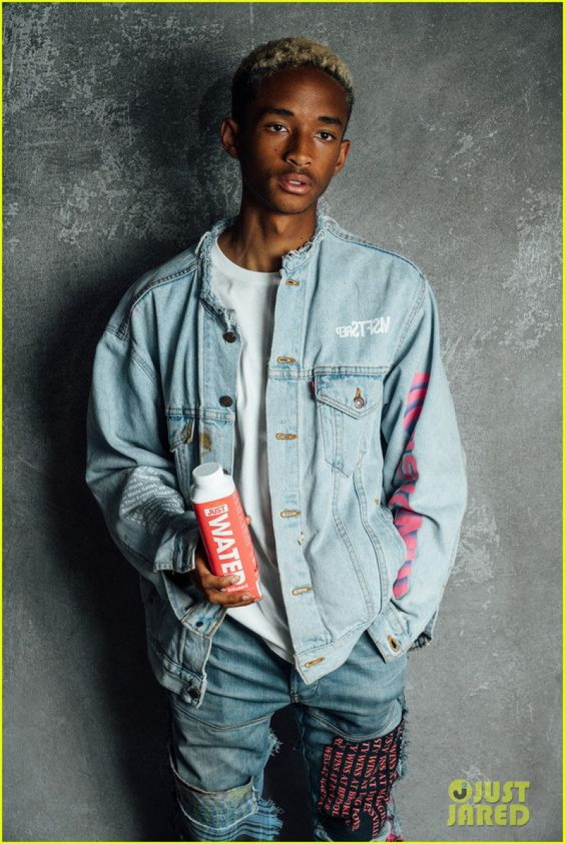 jaden smith denim, jaden smith, light blue casual jacket, light blue casual trouser