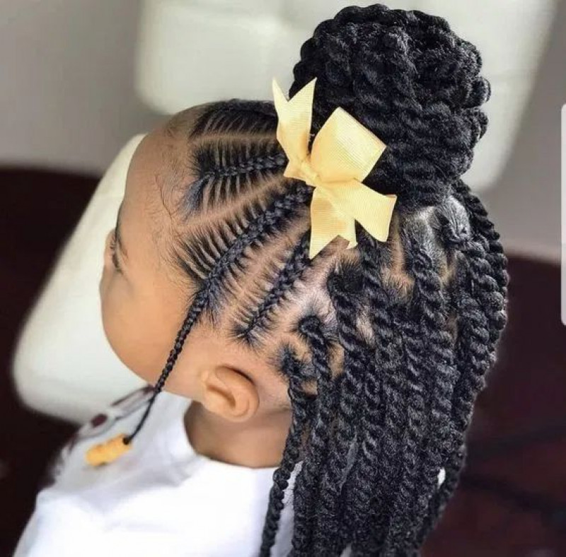 cascading cornrows and twisted braids